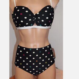 NWT Coco Rave Bra Bikini 2pc set Size S 30/32DD cup High Waist Black